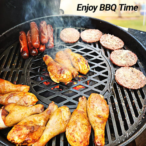 Uniflasy inner grate insert design simplifies topping and loading briquettes.
