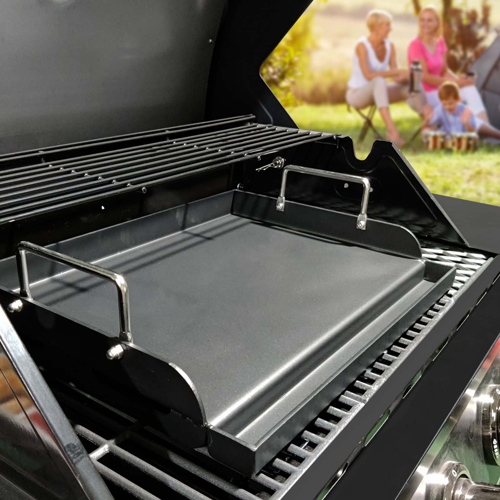 Uniflasy heavy duty griddle cleans up with the grease trough