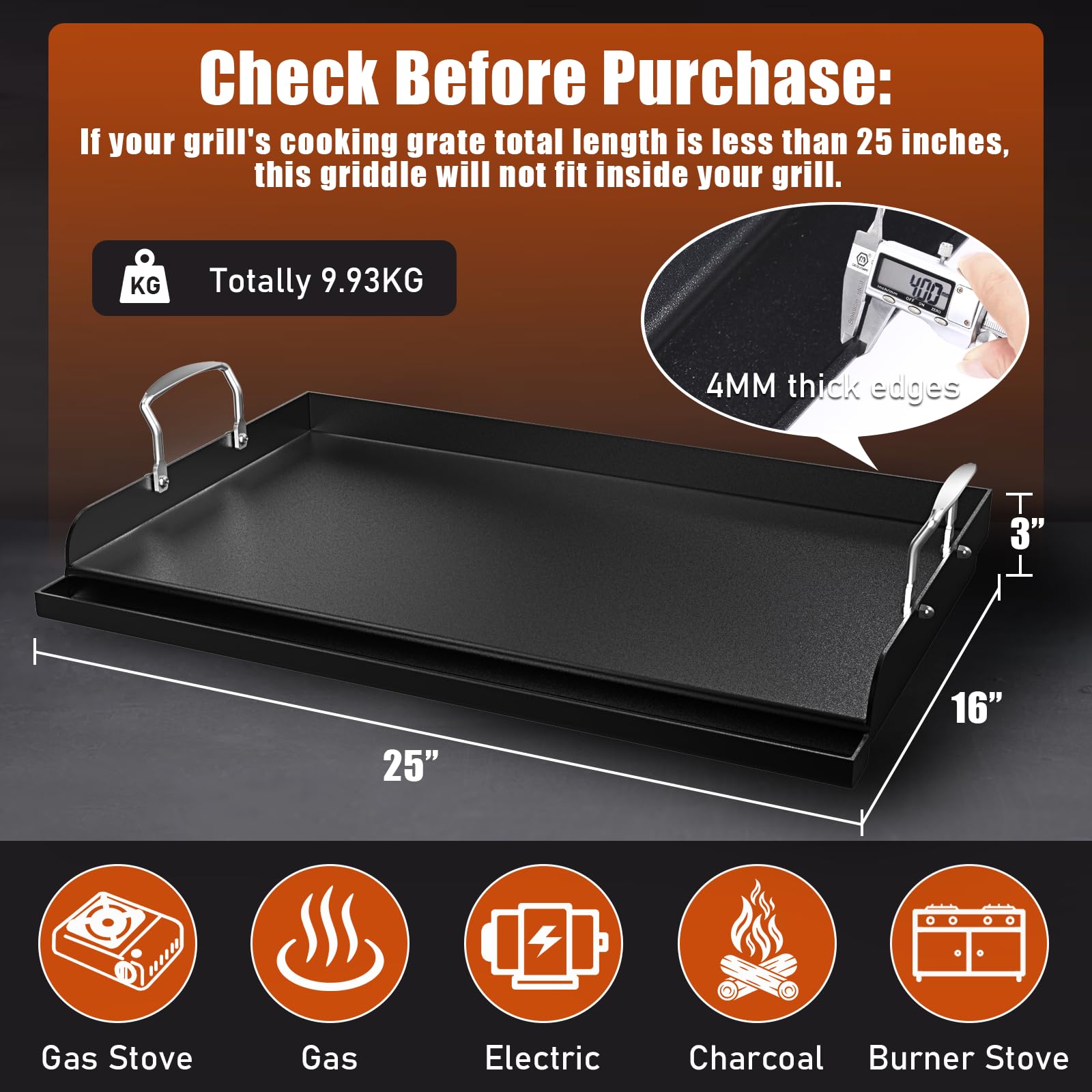 Uniflasy griddle grease trough for cleaner cooking and fewer flare-ups