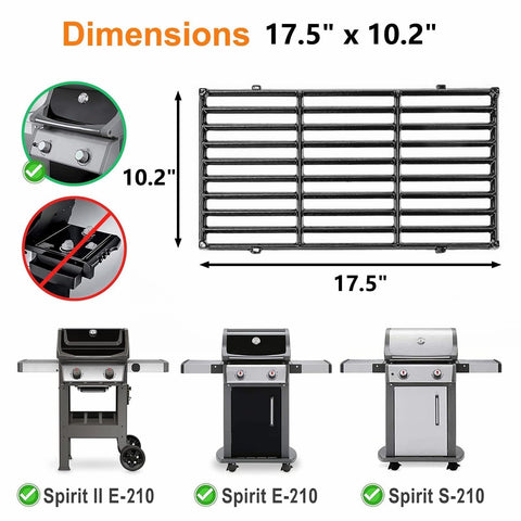 Cast iron heat retention feature for Weber Spirit grill grate