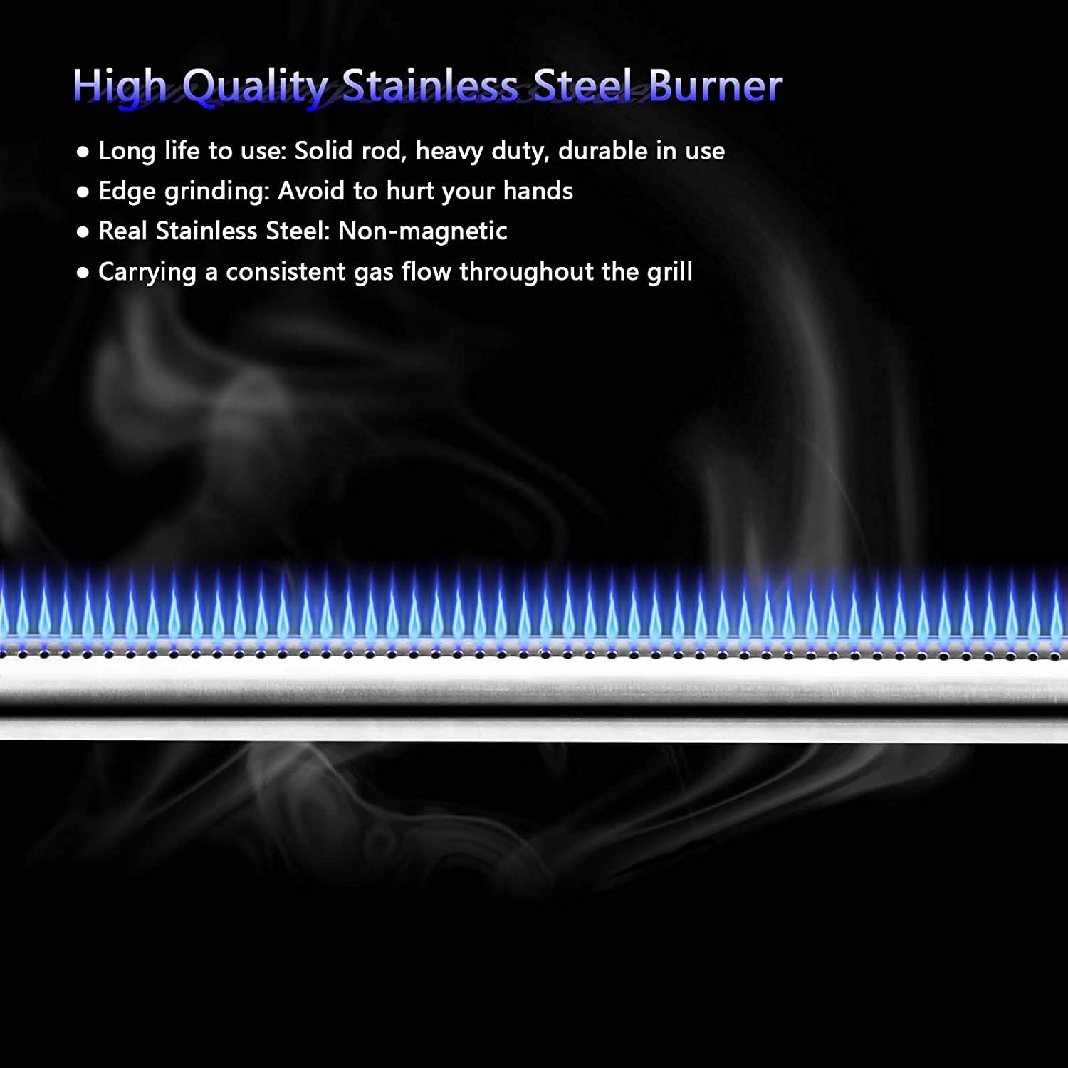 Uniflasy center burner 17-3/4 inch promotes balanced flame for multi-zone grilling.
