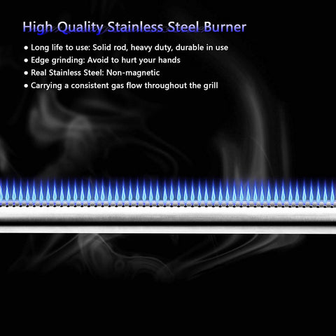 Uniflasy center burner 17-3/4 inch promotes balanced flame for multi-zone grilling.