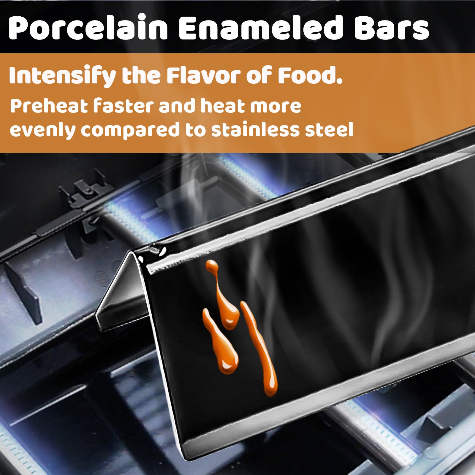 Uniflasy flavorizer bars feature a smooth porcelain surface for easy cleaning after grilling