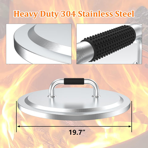 Uniflasy Fire Pit Lid uses 304 stainless steel for durability and weather protection.