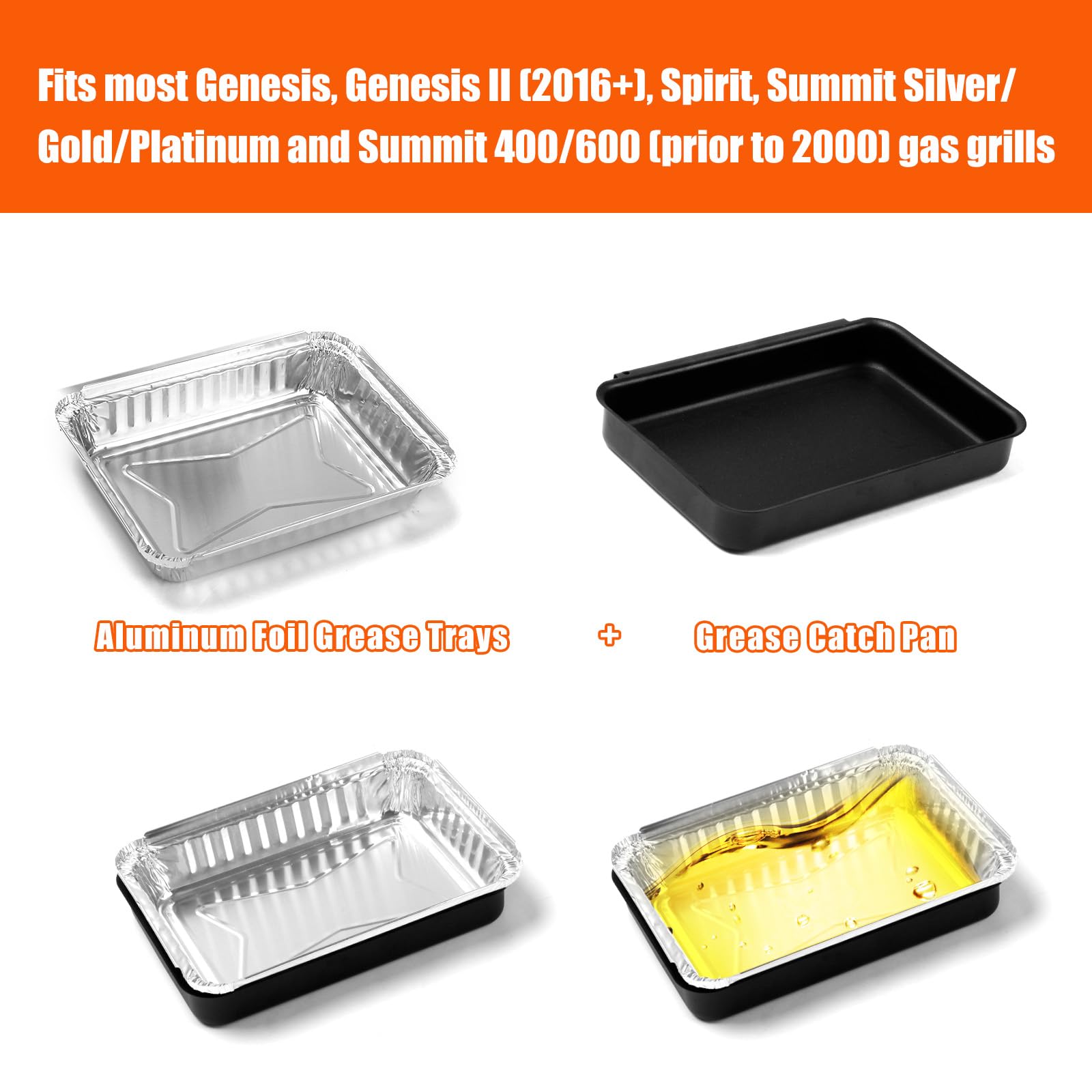 Uniflasy grease catcher pan prevents flare-ups during cooking.