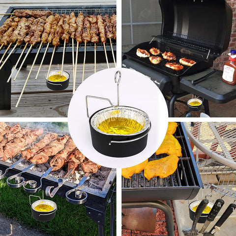 Grease clip secured under the grill for reliable drip collection.
