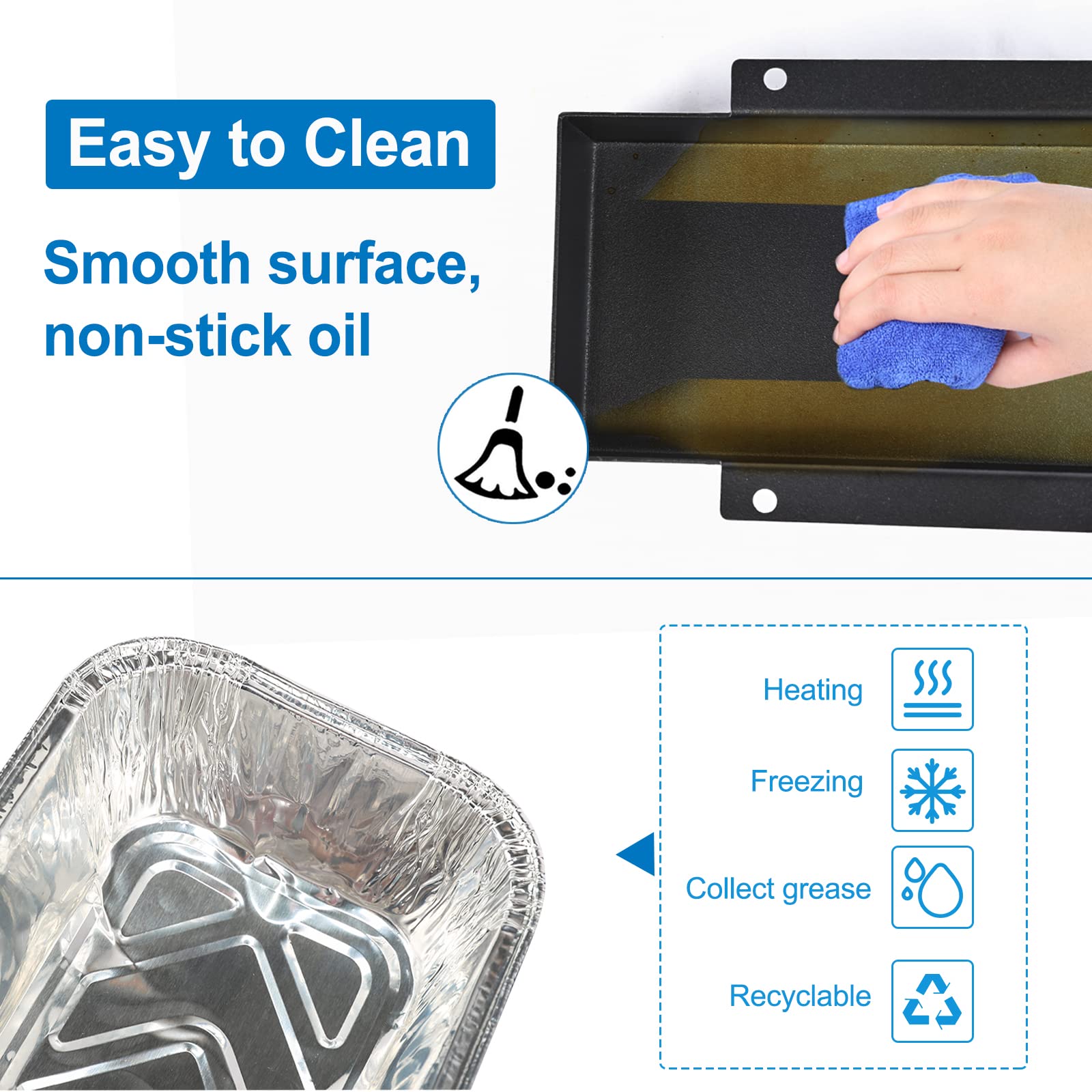 Uniflasy grease tray liners foil pack for quick disposal.