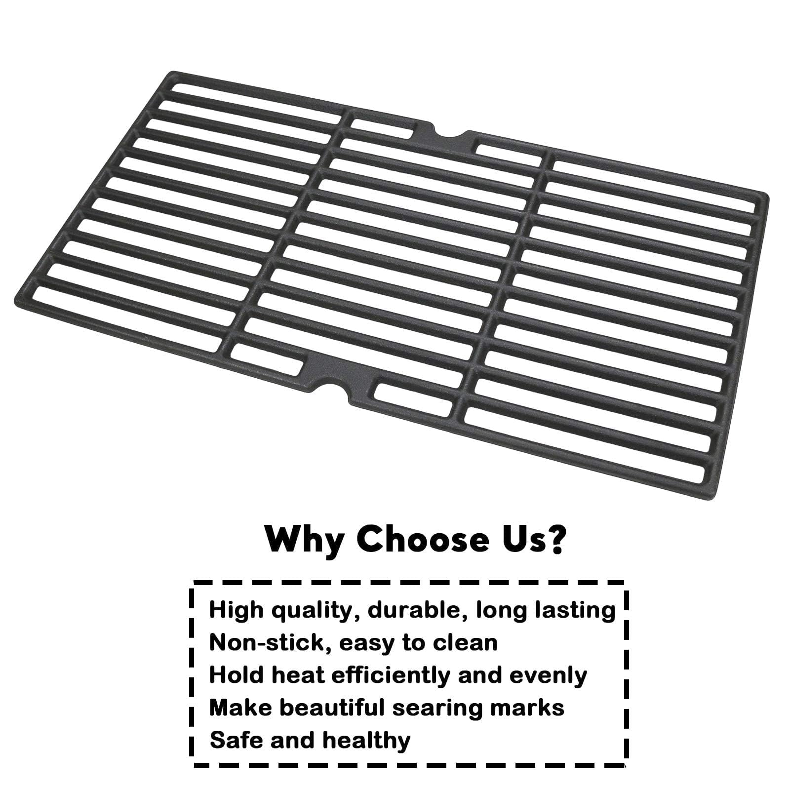 Uniflasy heavy-duty cast iron grate, long-lasting replacement for grills.