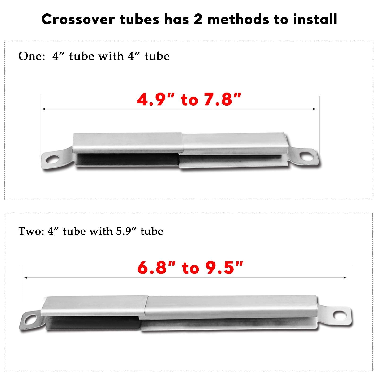Uniflasy adjustable crossover tubes help fit varying grill lengths.