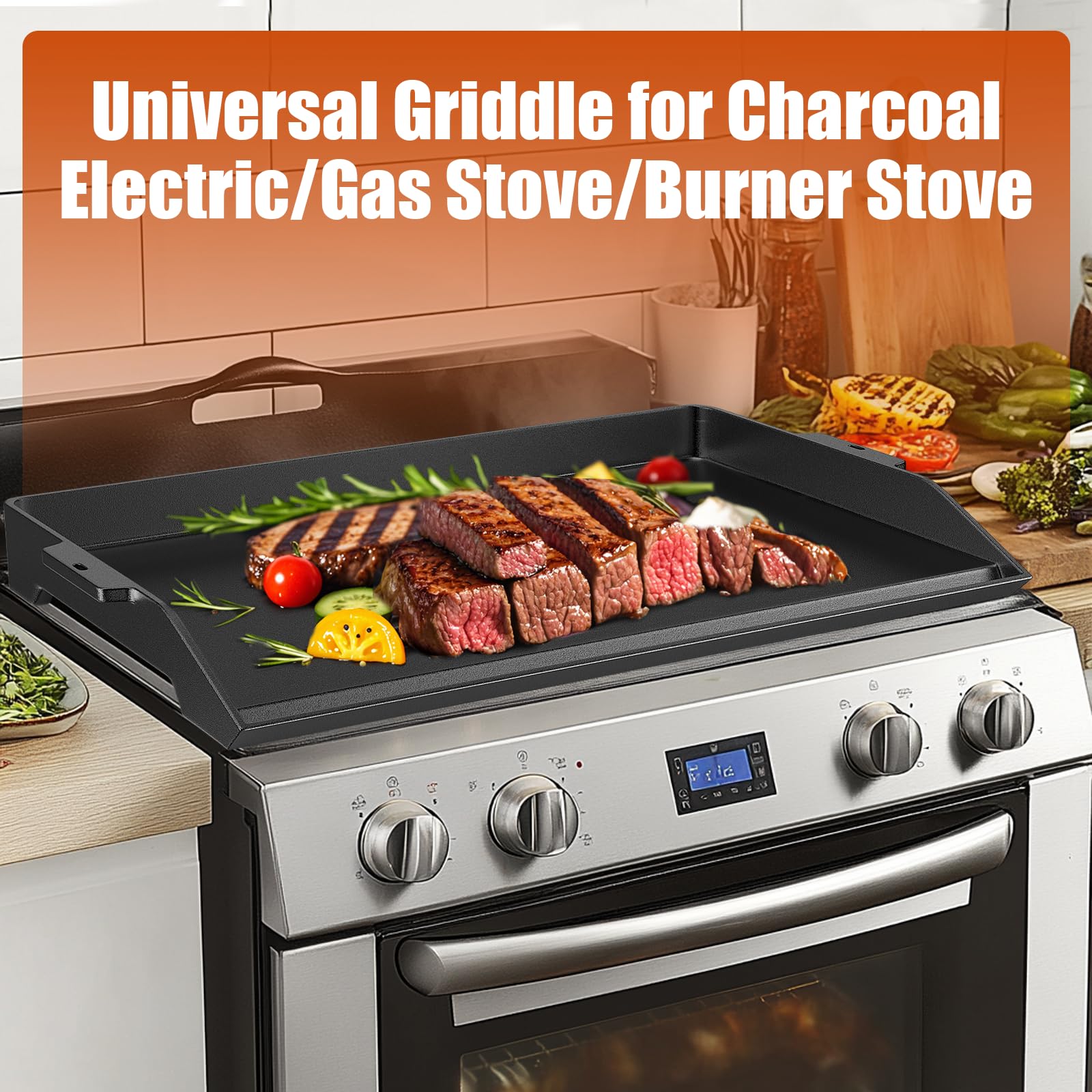 Uniflasy matte porcelain enamel coating supports easy cooking and cleanup.