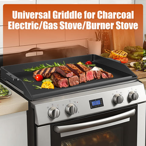 Uniflasy matte porcelain enamel coating supports easy cooking and cleanup.
