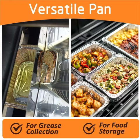 Uniflasy Mirage grease pan offers deep capacity for heavy drippings.
