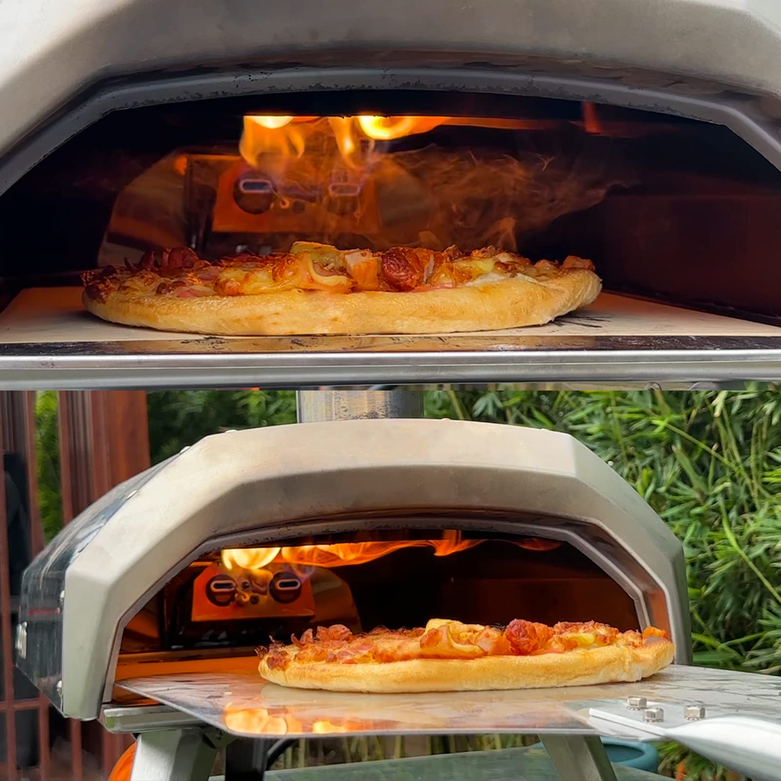 Uniflasy oven-door-off-use-guide illustrates safe gas operation with the chimney on.
