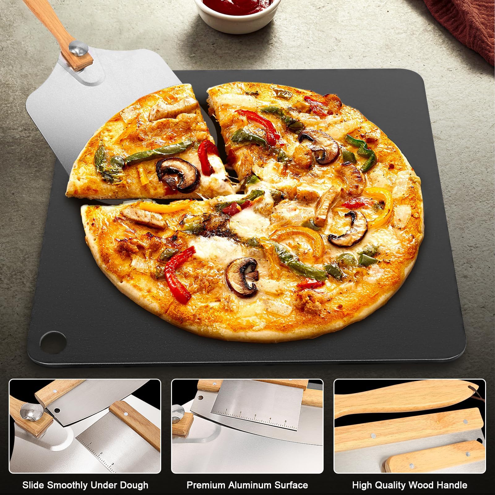 Uniflasy pizza cutter rocker for clean slices