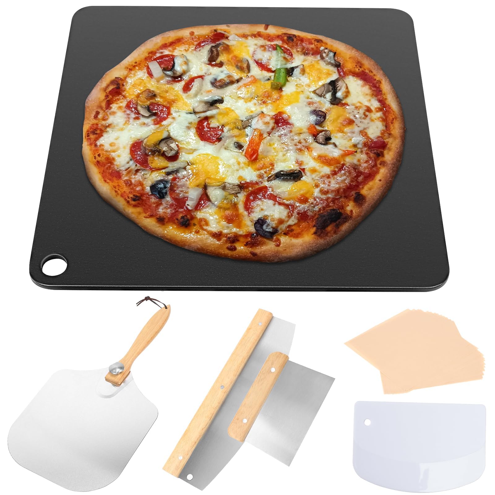 Uniflasy 13-inch square pizza steel in the oven for evenly cooked crusts