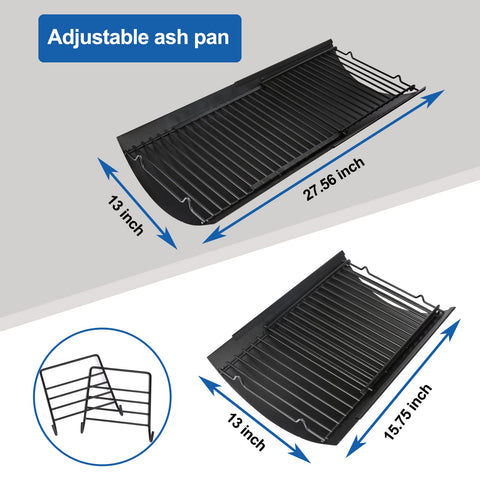 Uniflasy porcelain-coated steel ash pan resists heat and rust for longevity.