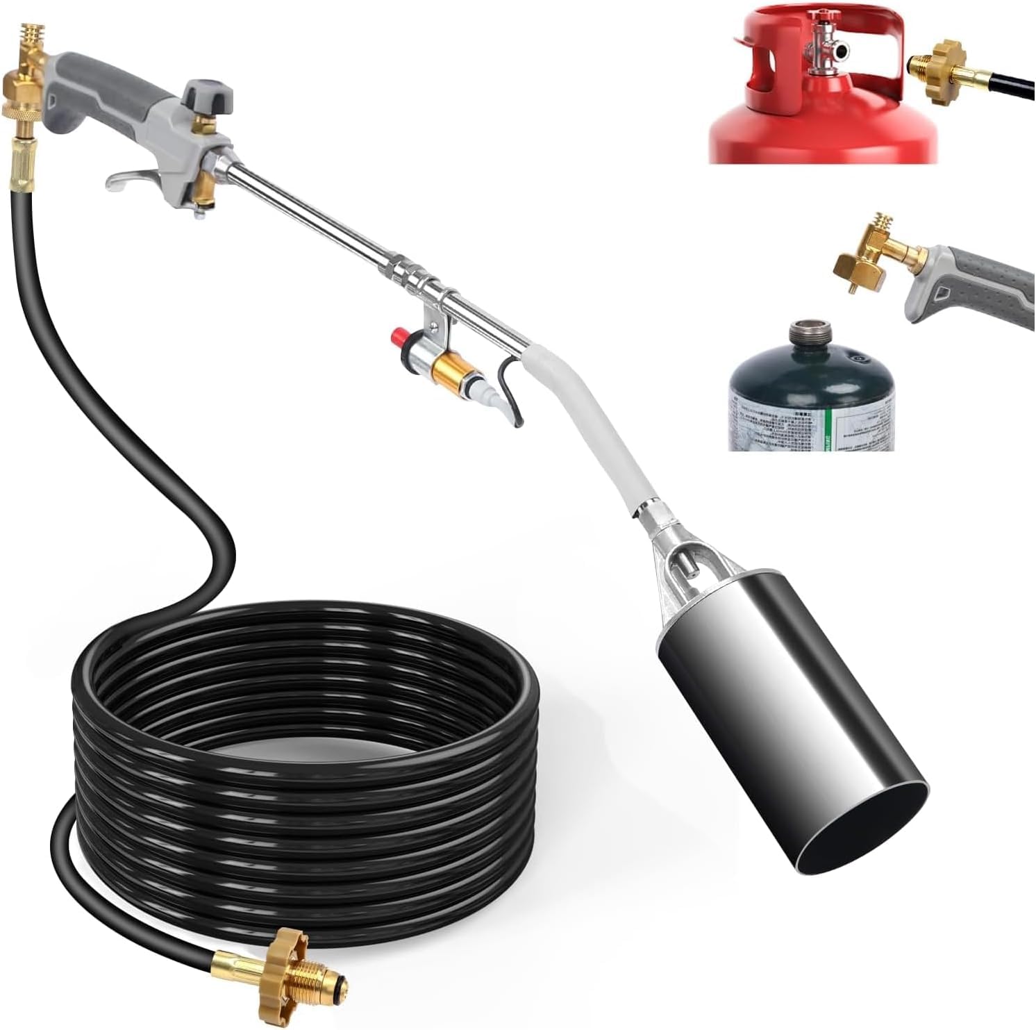 Uniflasy propane torch weed burner front view for weed control and outdoor projects.