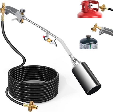 Uniflasy propane torch weed burner front view for weed control and outdoor projects.