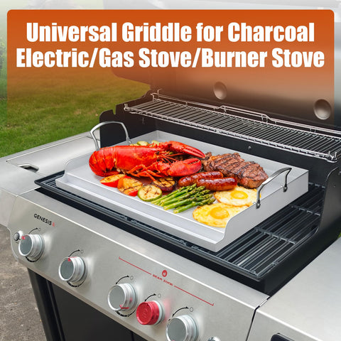 Uniflasy griddle with ventilation holes for even heat across the surface.