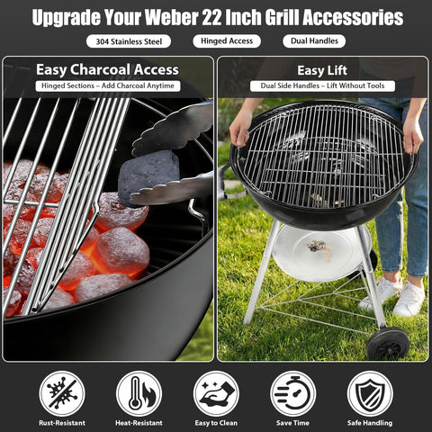 Uniflasy Weber 22in easy-install replacement grate fits without tools.