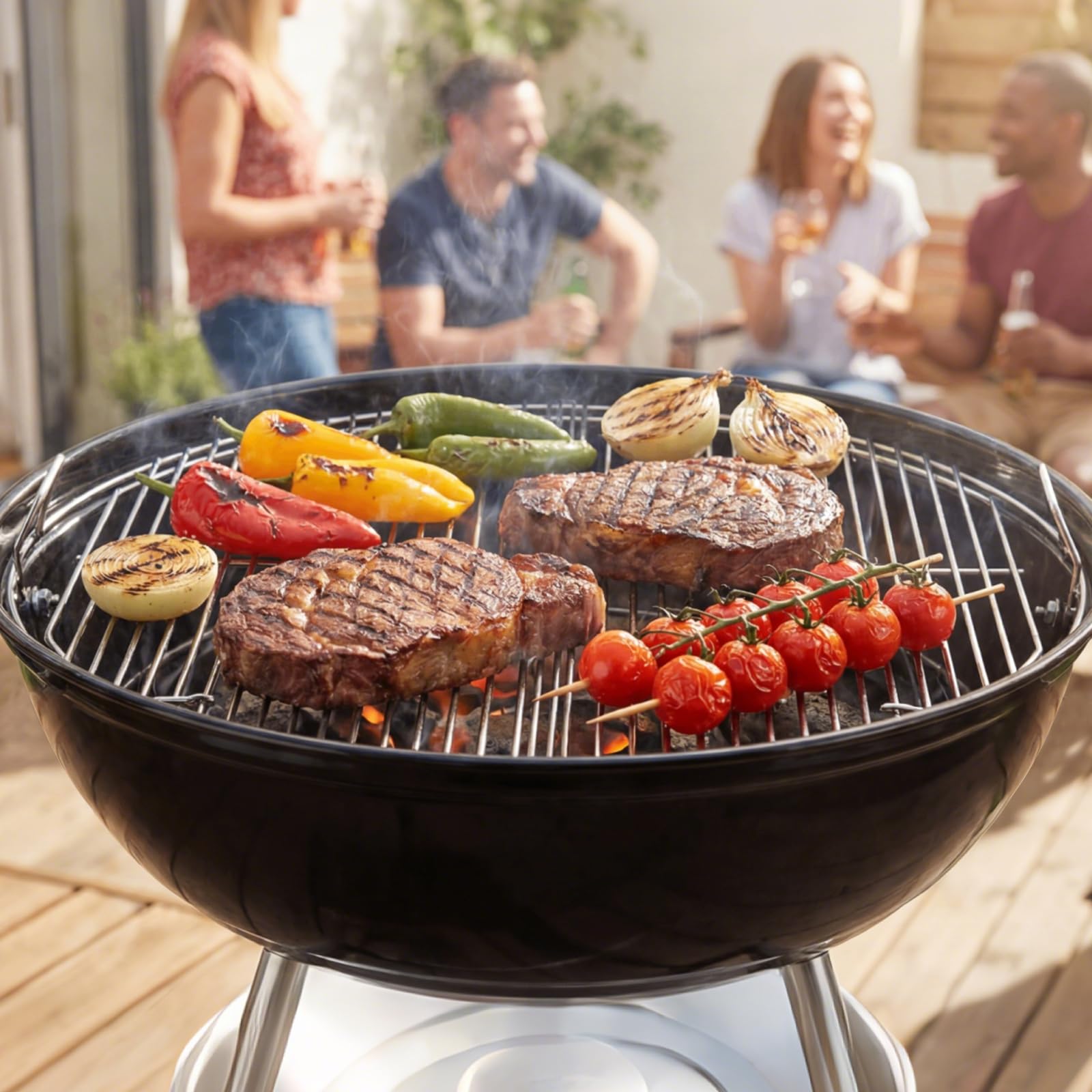 Uniflasy Weber 22in even-heat grate enabling consistent cooking results.