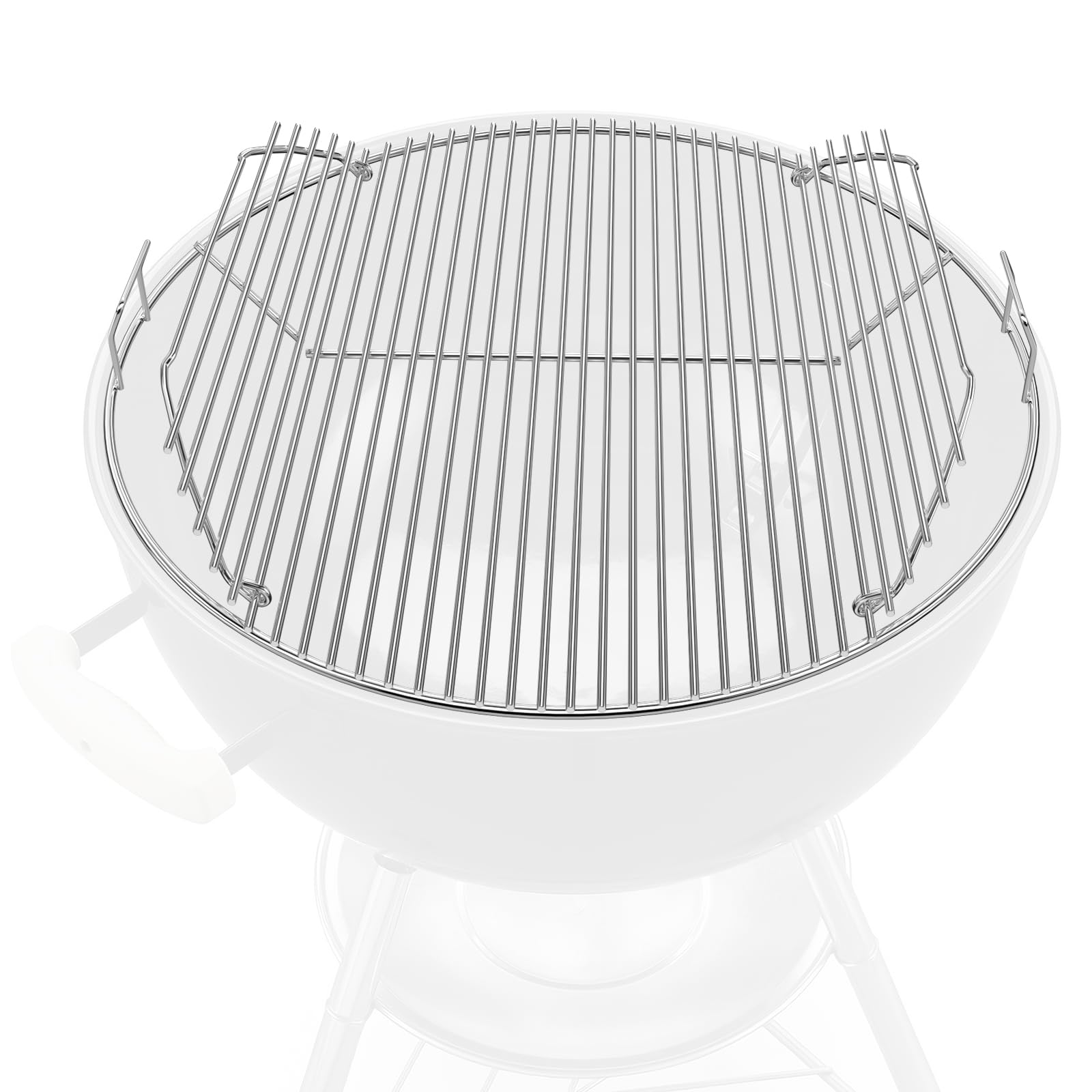 Uniflasy Weber 22in hinged cooking grate close-up, durable stainless steel for lasting grilling.
