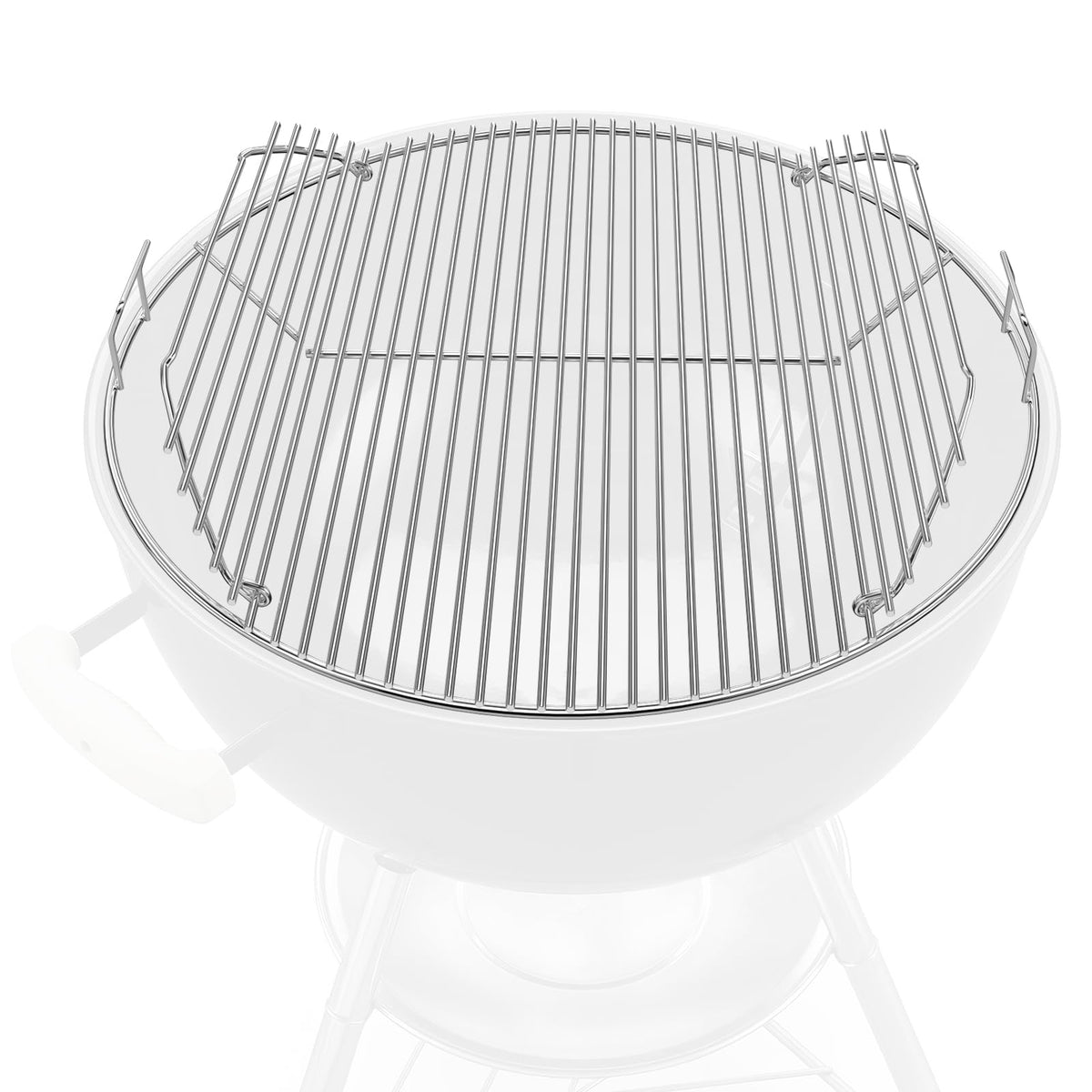 Uniflasy Weber 22in hinged cooking grate close-up, durable stainless steel for lasting grilling.