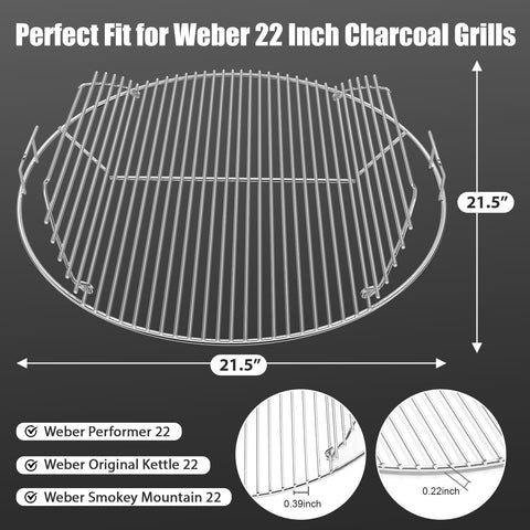 Uniflasy Weber 22in side hinges in action on a charcoal grill.