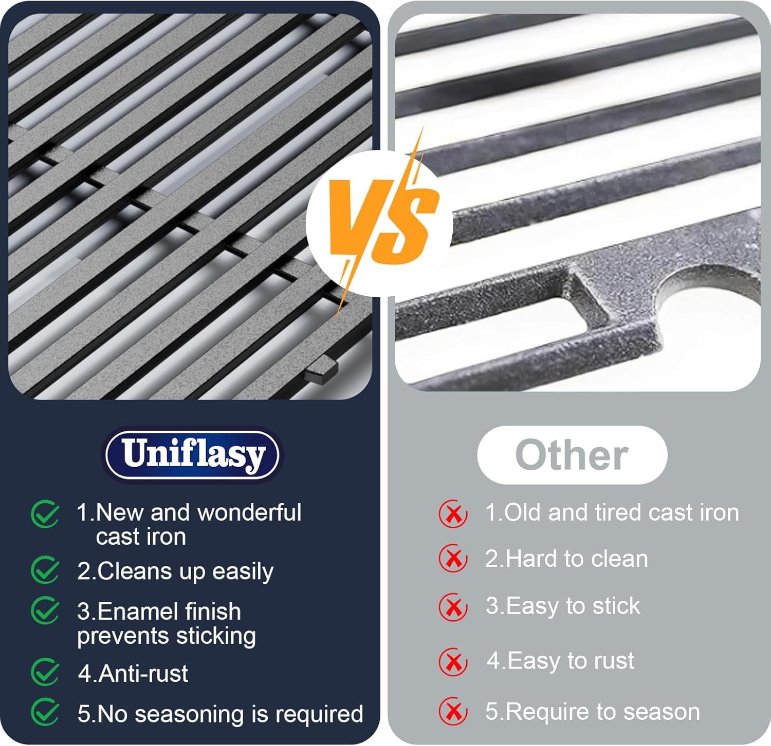 Uniflasy Genesis Silver B/C grate for durable grilling on larger Weber setups.
