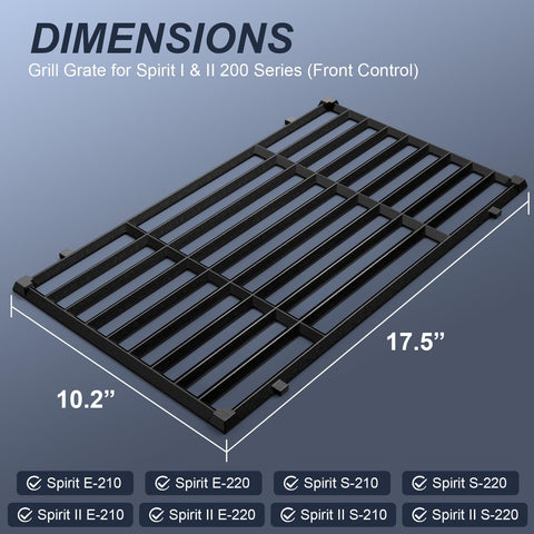 Side-angle view of Uniflasy grate fitting Weber Spirit E210/E220 for even heating
