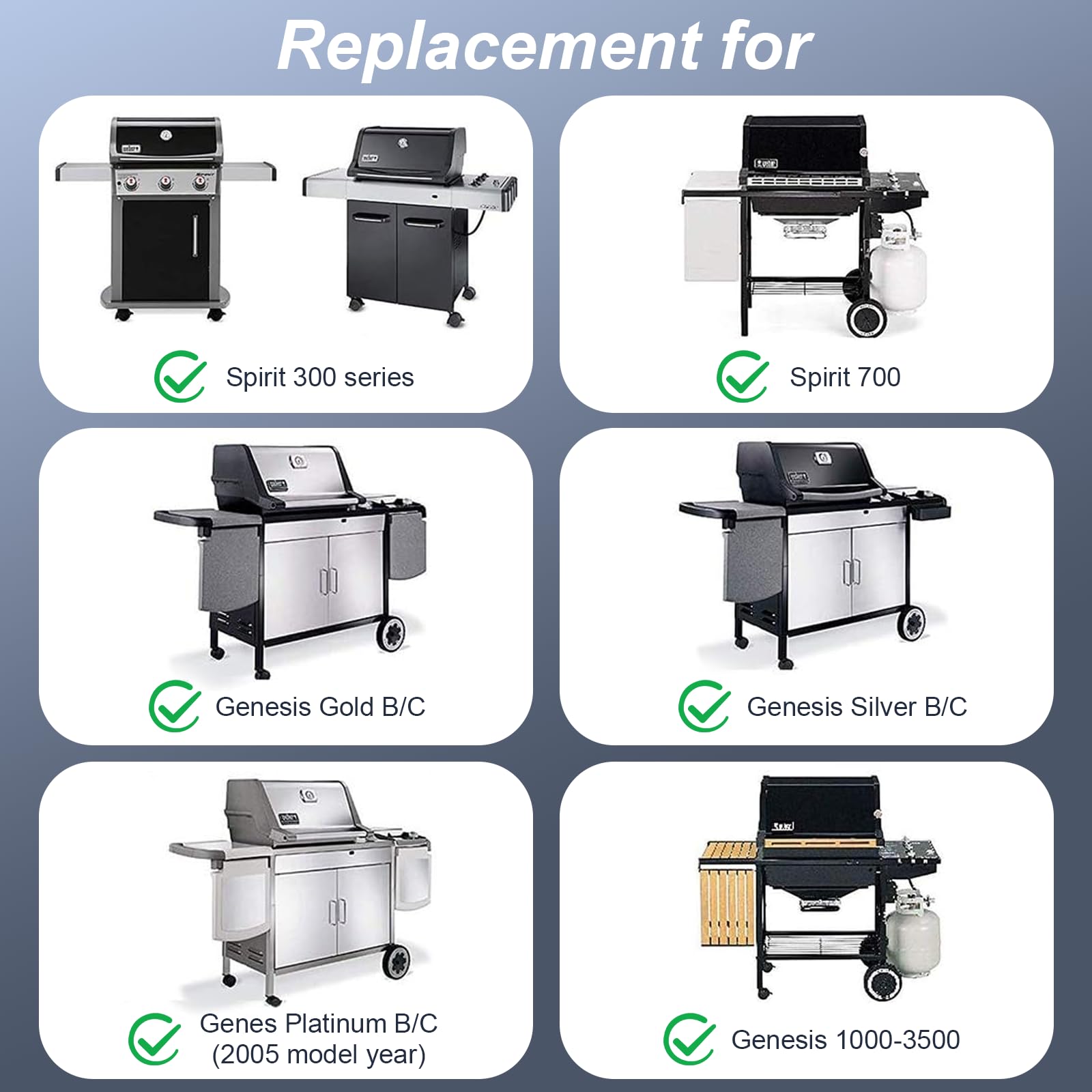 Uniflasy Weber Spirit II E310 cast-iron grate for consistent cooking.