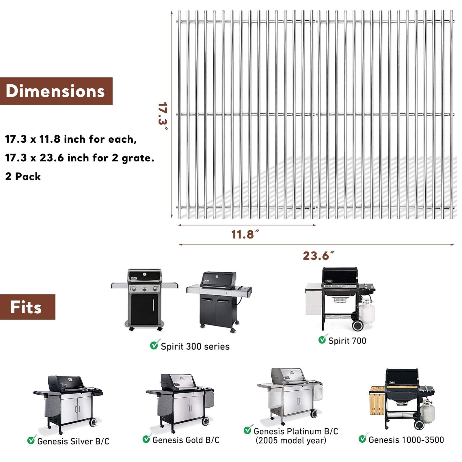 Uniflasy Weber Spirit II GS4 stainless grates upgrade durability and heat performance.
