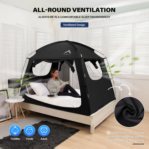 UNIHIMAL bed tent with breathable dual-layer windows and privacy