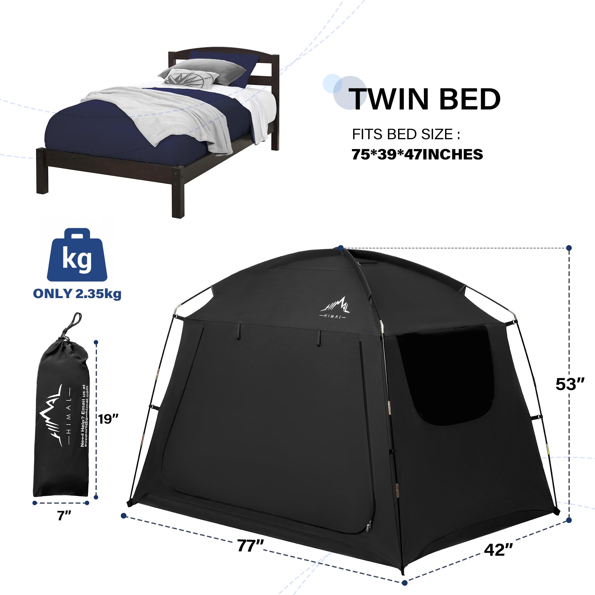 UNIHIMAL bed tent built-in hooks for lights and belongings inside