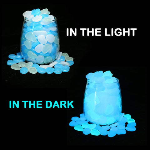 Unime glow-in-dark garden pebbles blue brighten planters with luminous accents