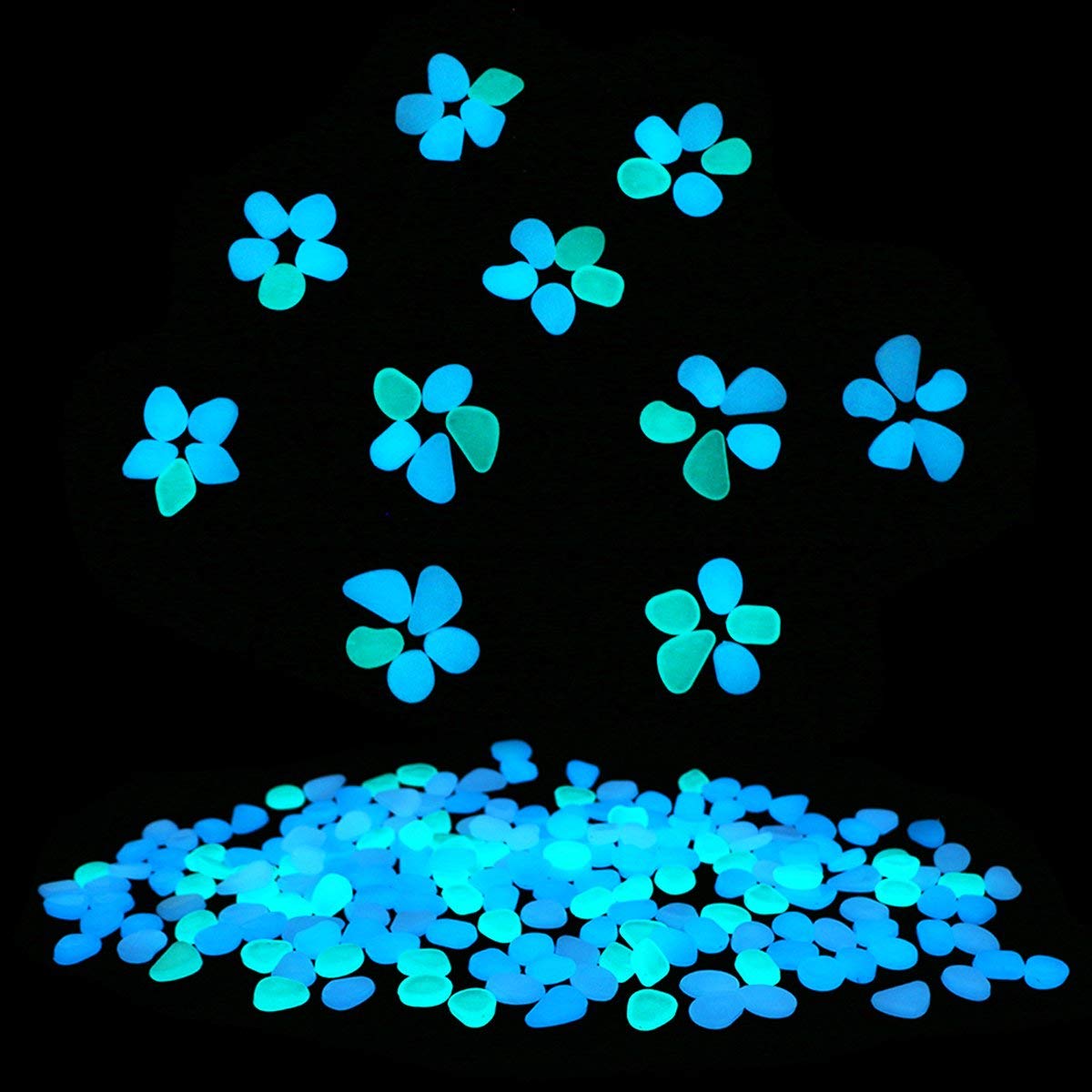 Unime glow-in-dark garden pebbles blue ideal for DIY decor and crafts