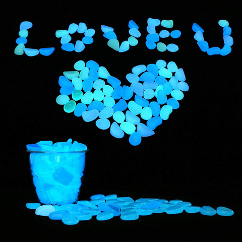 Unime glow-in-dark garden pebbles blue reusable outdoor accents for years