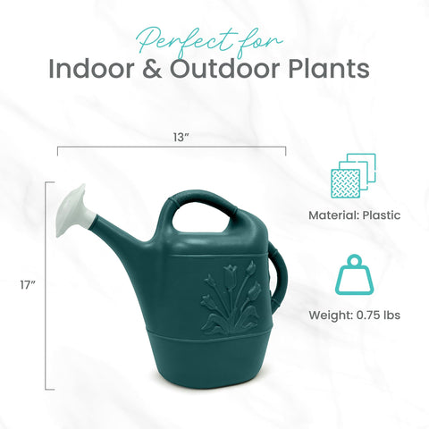 Union Products watering can top view highlighting tulip design on the sides.