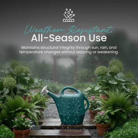 Union Products watering can tulip design visible on the garden side.