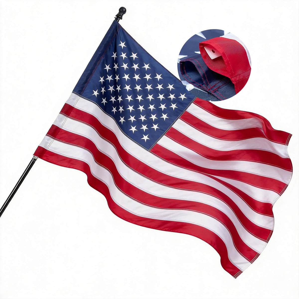 UnionGlory pole-sleeve American flag 2.5x4ft unfurls smoothly on outdoor poles.