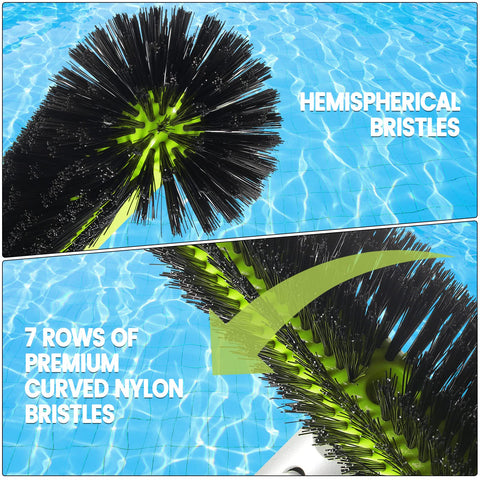 Unipool seven row nylon bristles reach grout lines and tiles effectively
