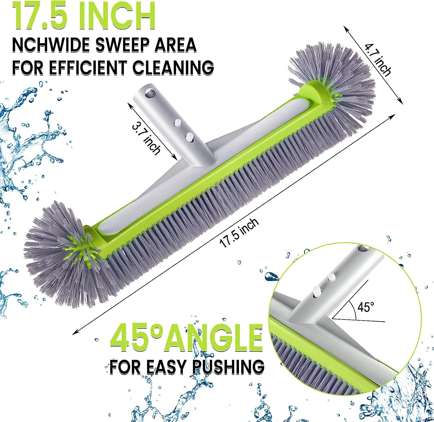 Unipool aluminium back provides durable rust free support for heavy duty brushing.