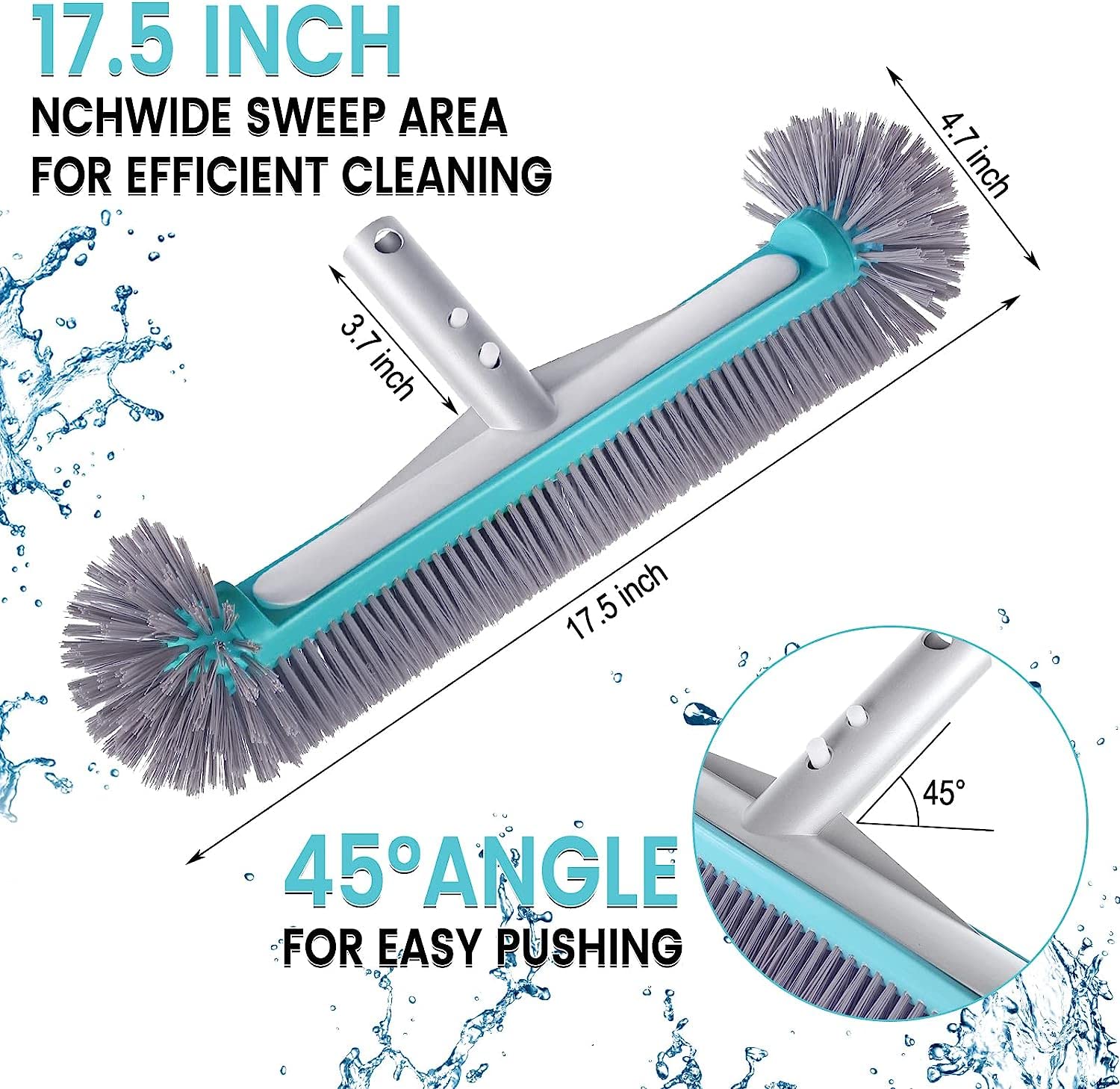 Unipool aluminum-backed brush offers sturdy, rust-resistant support during scrubbing.