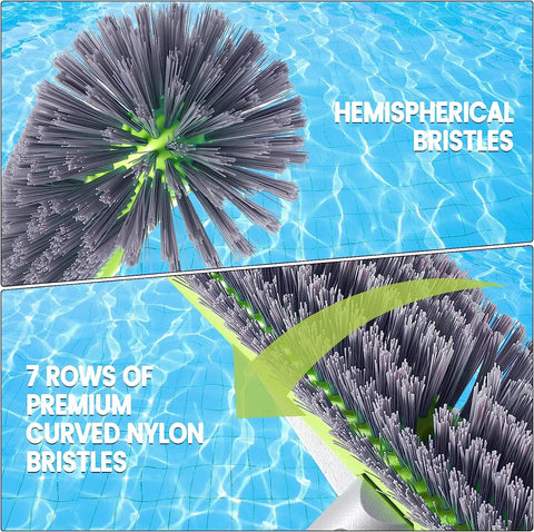 Unipool seven row nylon bristles reach deep into tiles and walls.