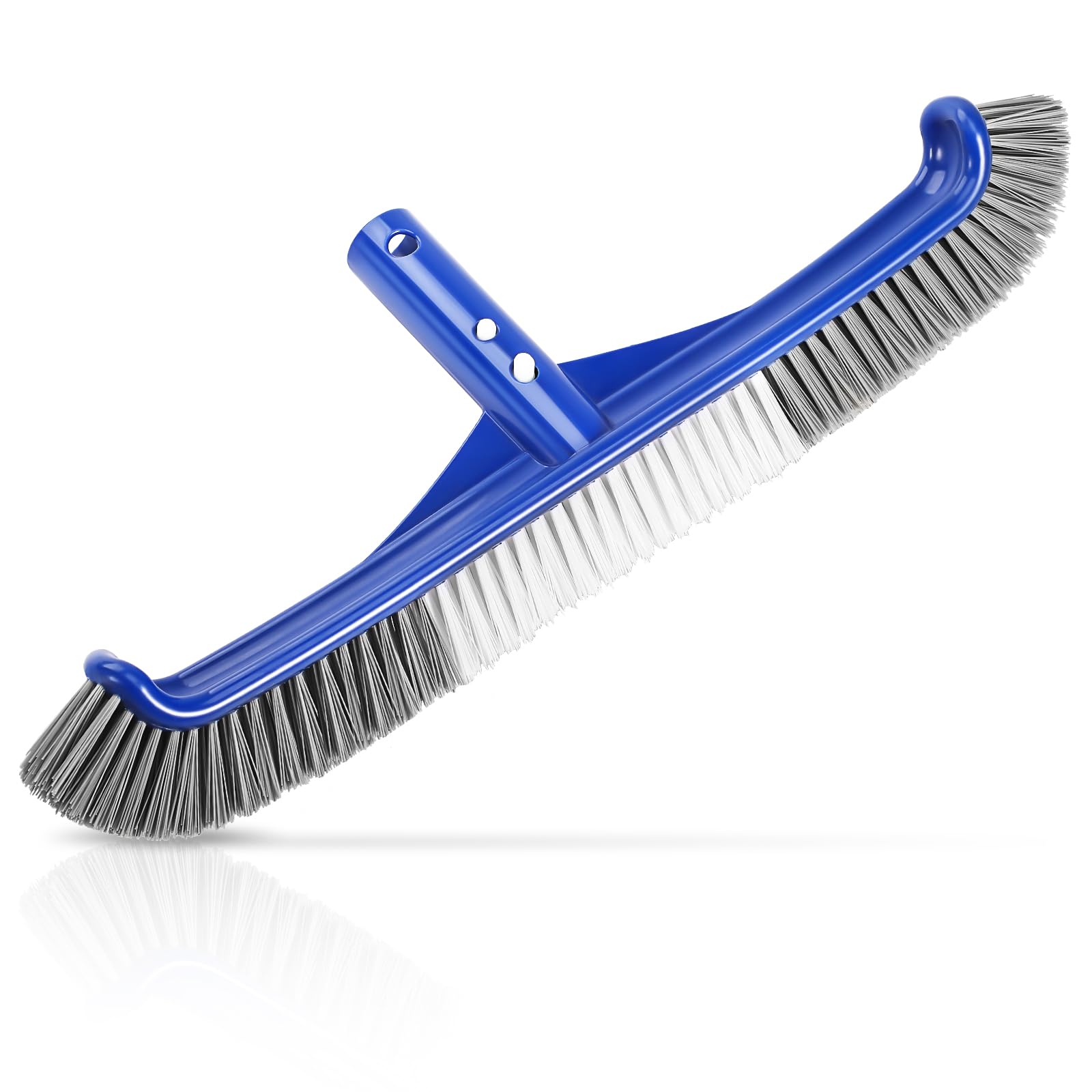 Unipool pool brush head 17.5-inch wide sweep for faster wall cleaning.