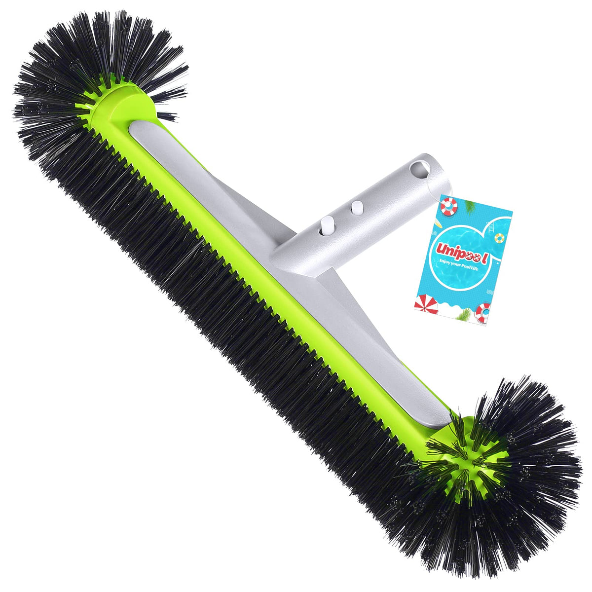 Unipool pool brush head with round ends for deep corner cleaning