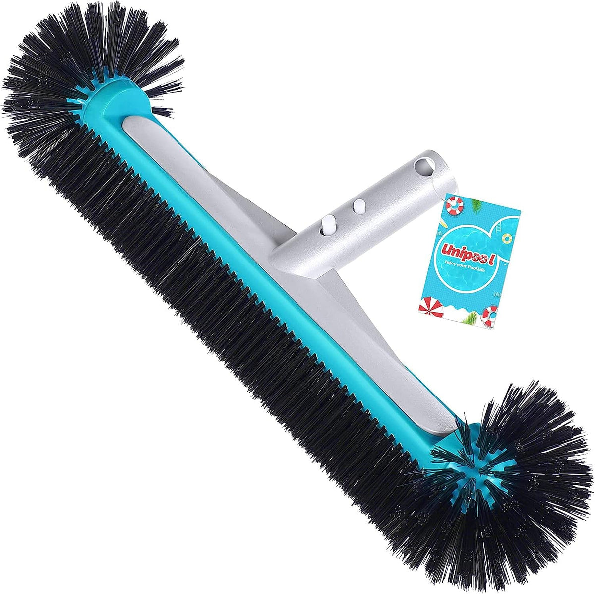 Unipool pool brush head with round ends for tight corners and edges.