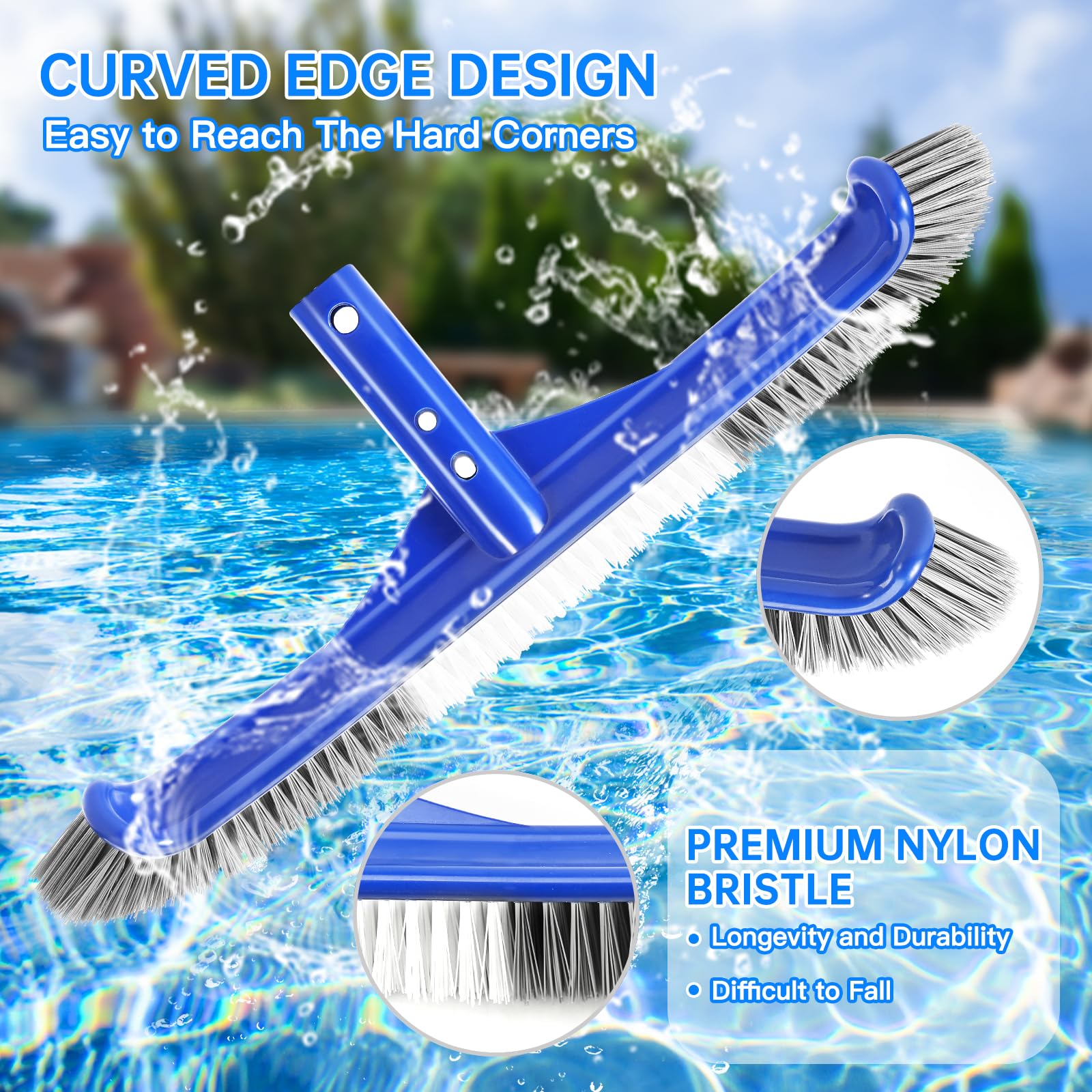 Unipool premium nylon bristles provide durable scrubbing with long life.