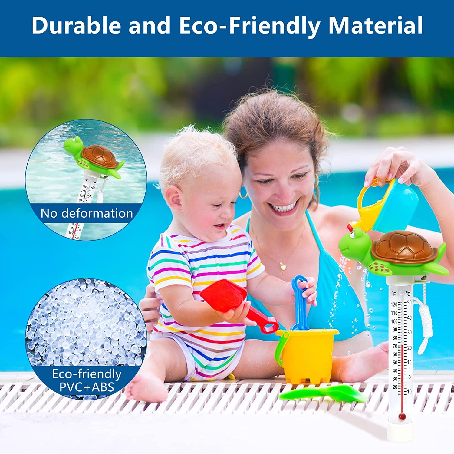 Unipool Turtle Thermometer durable, shatter-resistant construction outdoors
