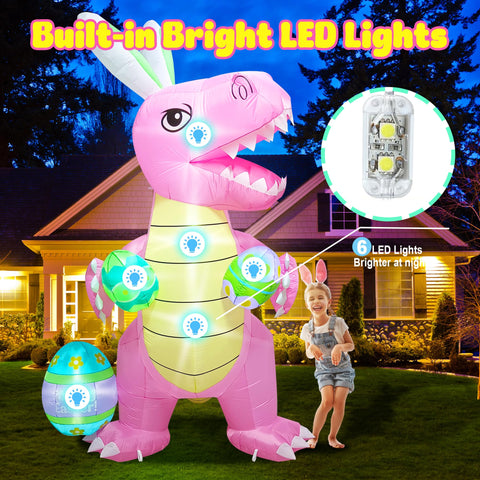 Easy setup of the 9.5 ft dino in minutes for parties or celebrations.